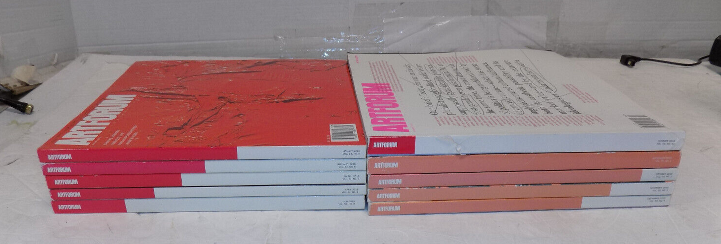 Lot of 12 Artforum International Magazines 2016 Full Year