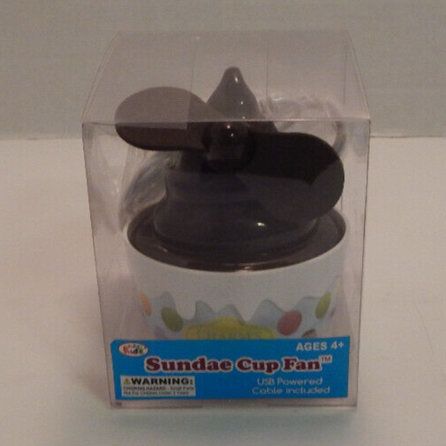Cyber Kidz Portable USB Powered Novelty Sundae Cup Mini Fan Desktop 4" Tall