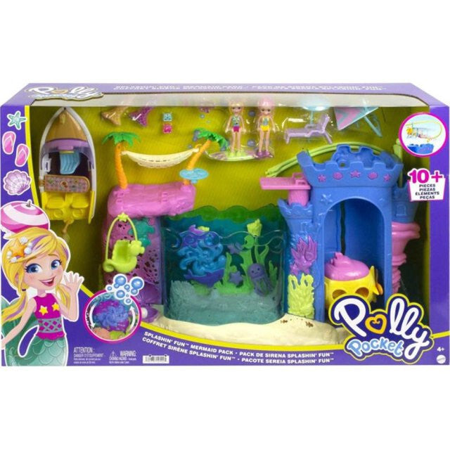 Polly Pocket Splashin' Fun Mermaid Pack Water Tank, Submarine, Boat Two 3" Dolls
