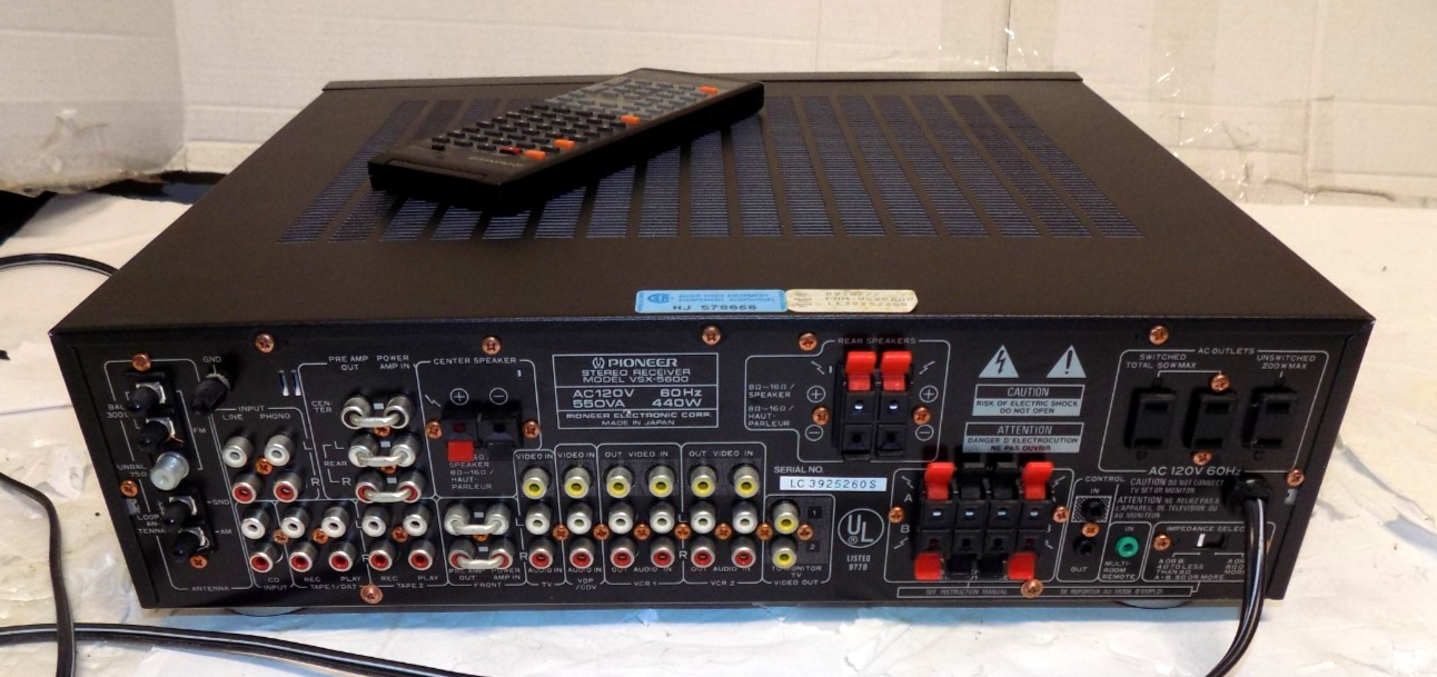 Pioneer VSX-5600 Audio Video Stereo Receiver Dolby Phono Input Bundle