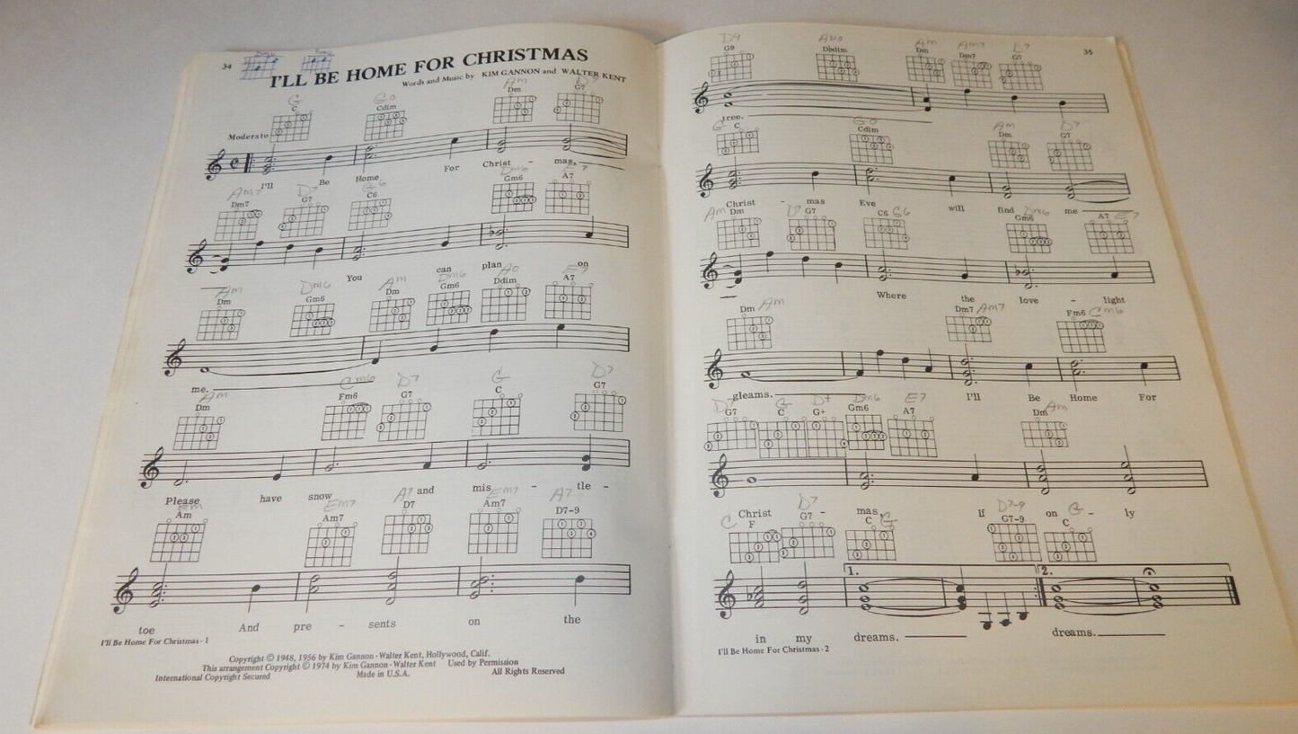 Christmas Big Note Blockbuster Guitar Chords Vocal Music Book John Clausi 1974