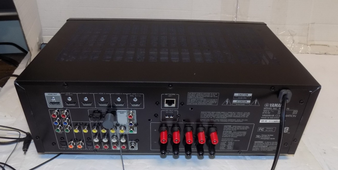 Yamaha RX-V475 Stereo Receiver 5.1 Channel HDMI USB Headphone Jack Remote Bundle