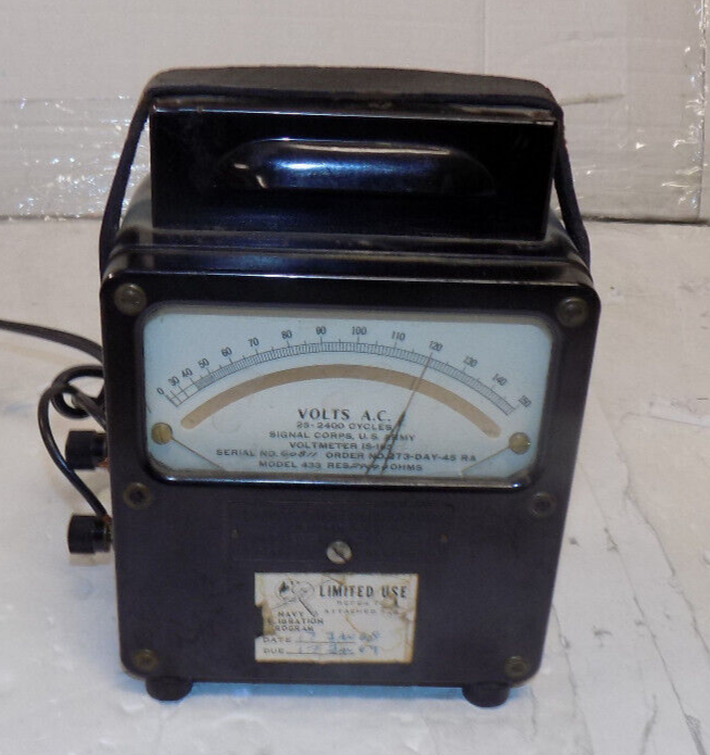 Weston Electric Signal Corps U.S. Army  IS-185 Voltmeter A.C. 433 Untested