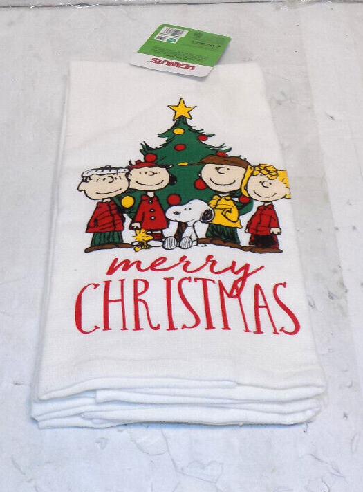 Peanuts Snoopy Merry Christmas Kitchen Towels 2 Pack 16in x 26in 100% Cotton