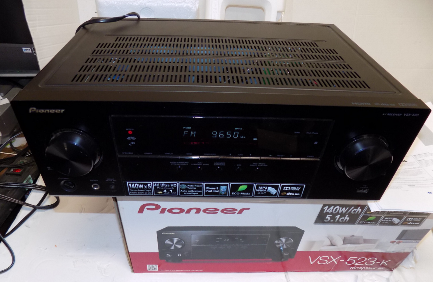 Pioneer VSX-523-K 4K Ultra HD 140w 5.1 Channel AV Stereo Receiver No Remote