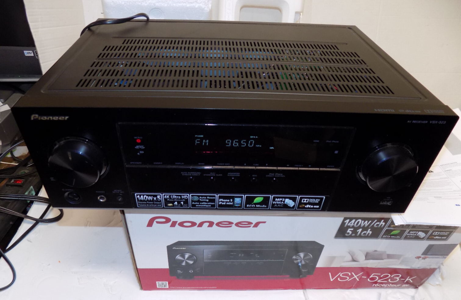 Pioneer VSX-523-K 4K Ultra HD 140w 5.1 Channel AV Stereo Receiver No Remote