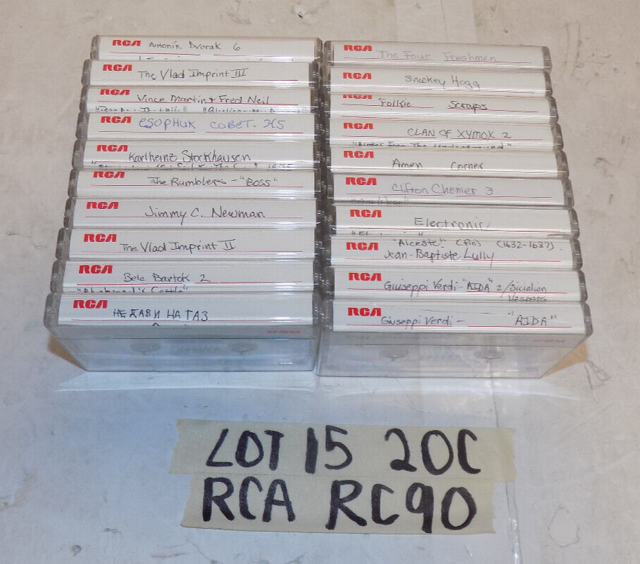 Lot of 20 RCA RC90 Audio Cassette Tapes Pre Recorded Used Erased
