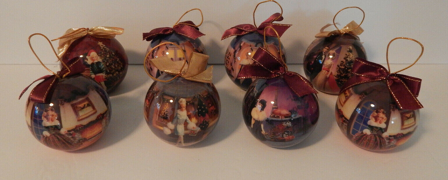 Set of 8 Barbie Doll Christmas Ornaments 1997