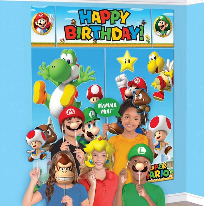 Super Mario Scene Setters With Photo Props Birthday Photography Decorations Set 