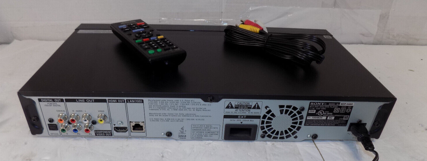 Sony BDP-N460 DVD CD Blu-Ray Player with Remote and AV Cables