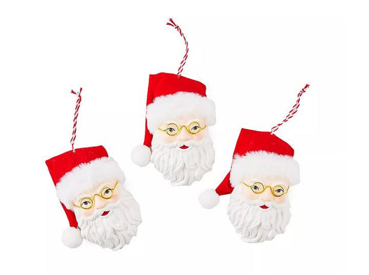 Winter Wonder Lane Santa Claud Head Ornaments, 3-Pack New