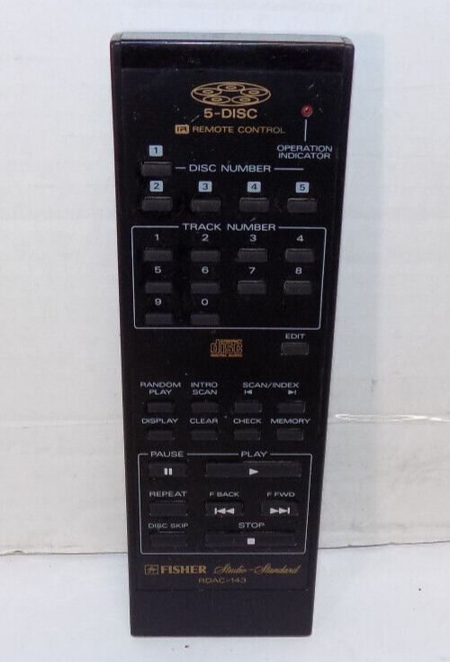 Fisher RDAC-143 5 Disc Player Remote Control IR Tested