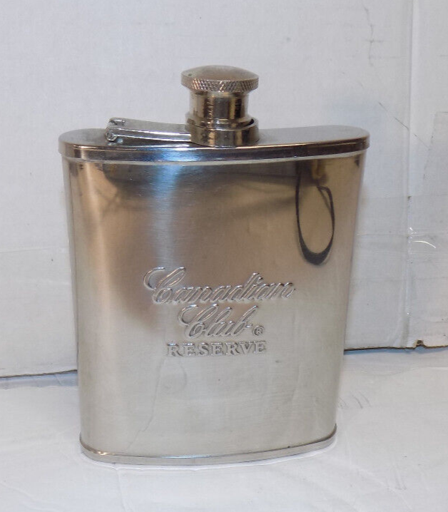 Canadian Club Reserve Stainless Steel Flask 5 Inches Good Condition