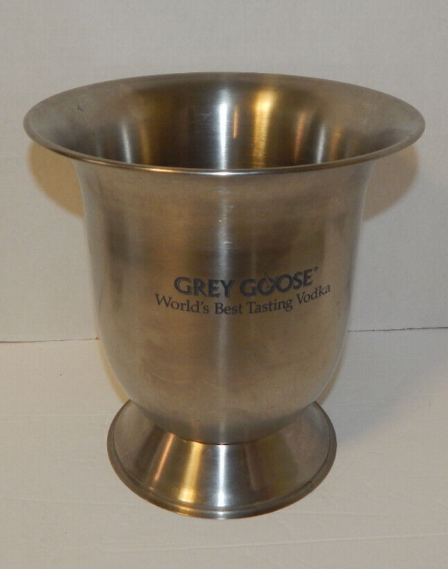 Grey Goose Vodka Stainless Steel Bottle Ice Bucket Bowl Silver 9 Inch