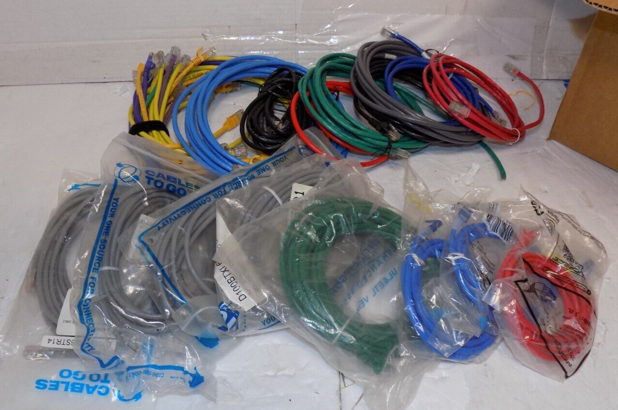 LOT of 33 Ethernet Patch Cables Cat 5 Cables