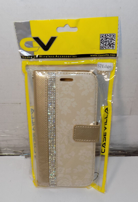 Cell Phone Case Cover For Samsung Galaxy S7 EDGE Golden Bling New