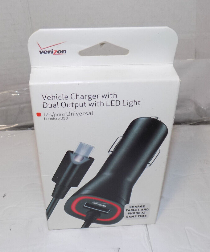 Verizon Vehicle Charger Dual Output With LED Light Model 31-1108-01-VW