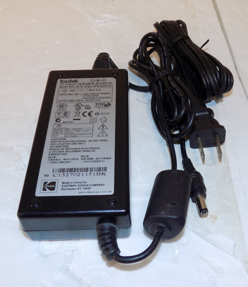 HPA-602425U1 Kodak Photo Printer AC Adapter 110v-240v AC 50/60Hz 24V  2.2A