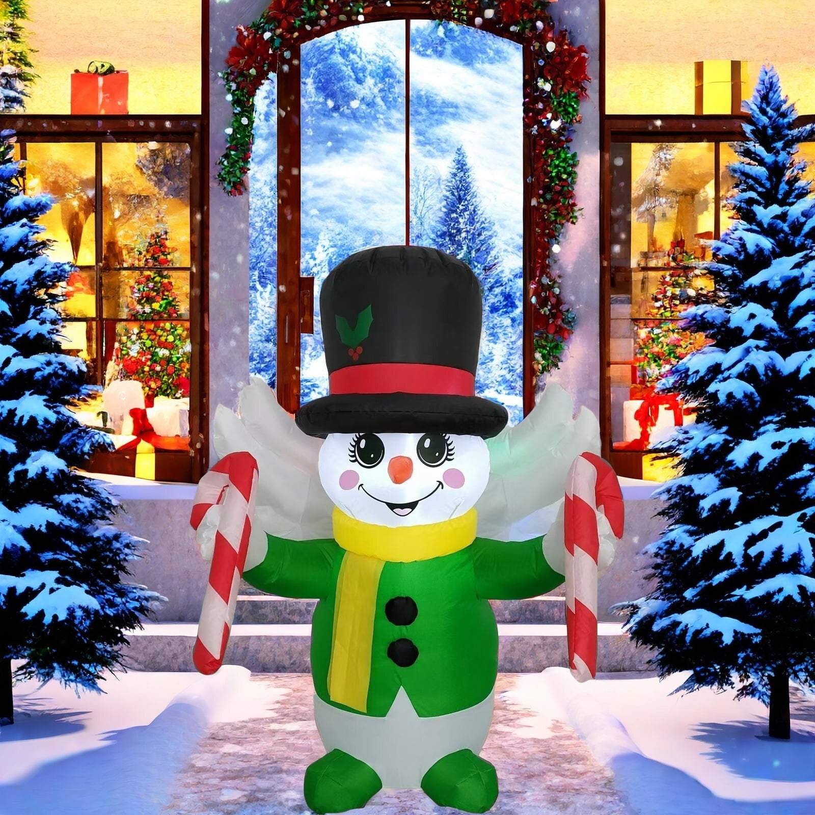 4ft Snowman Christmas Inflatable Decoration, Outdoor Holiday Inflatable Decor...