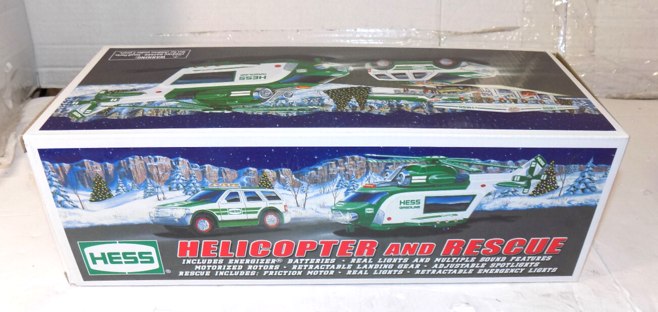 2012 Hess Gasoline Toy Helicopter and Rescue Truck Original Box New