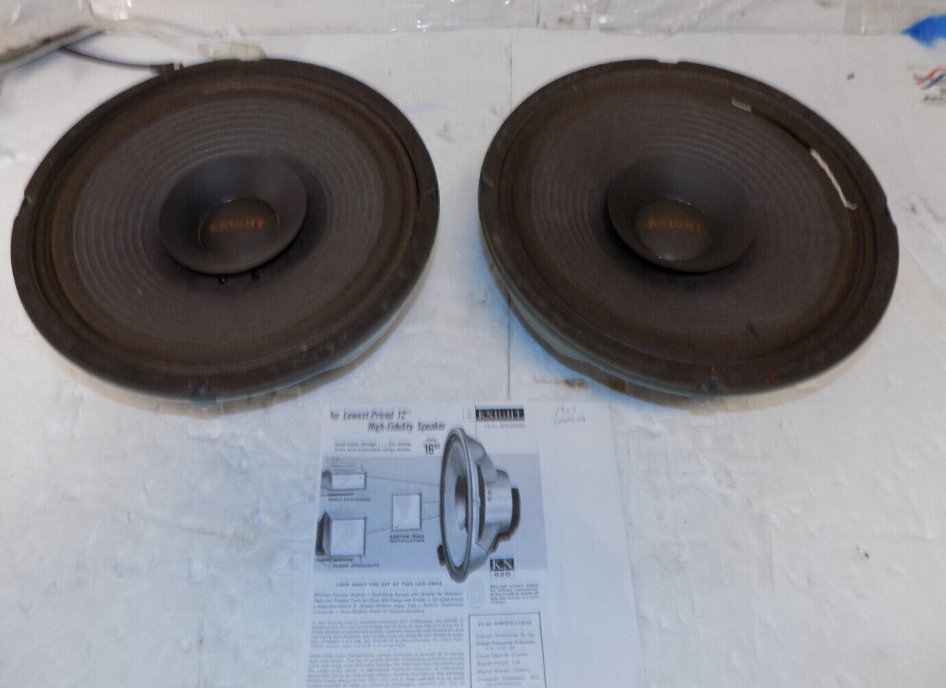 Vintage Pair of Knight 12" Speakers Need Refoam