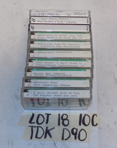 Lot Of 10 TDK D90 Pre Recorded Cassette Tapes  Used Erased
