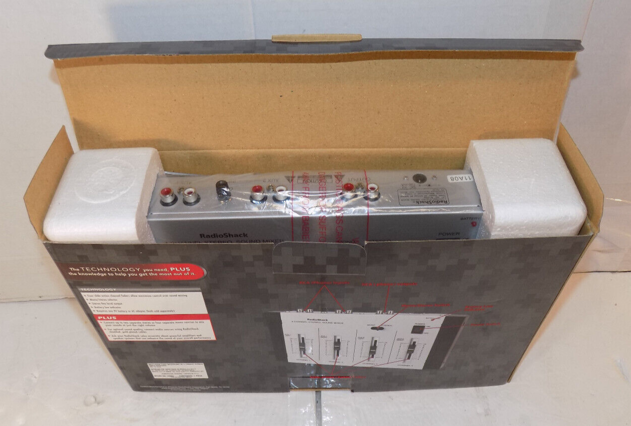 Radio Shack 32-2056 4 Channel Stereo Microphone Mixer 4 Mic Inputs 2 Line In