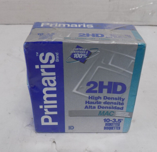 Primaris 2HD 3.5" Mac Floppy Disks Diskettes 1.44MB 10-Pack MAC Formatted NEW