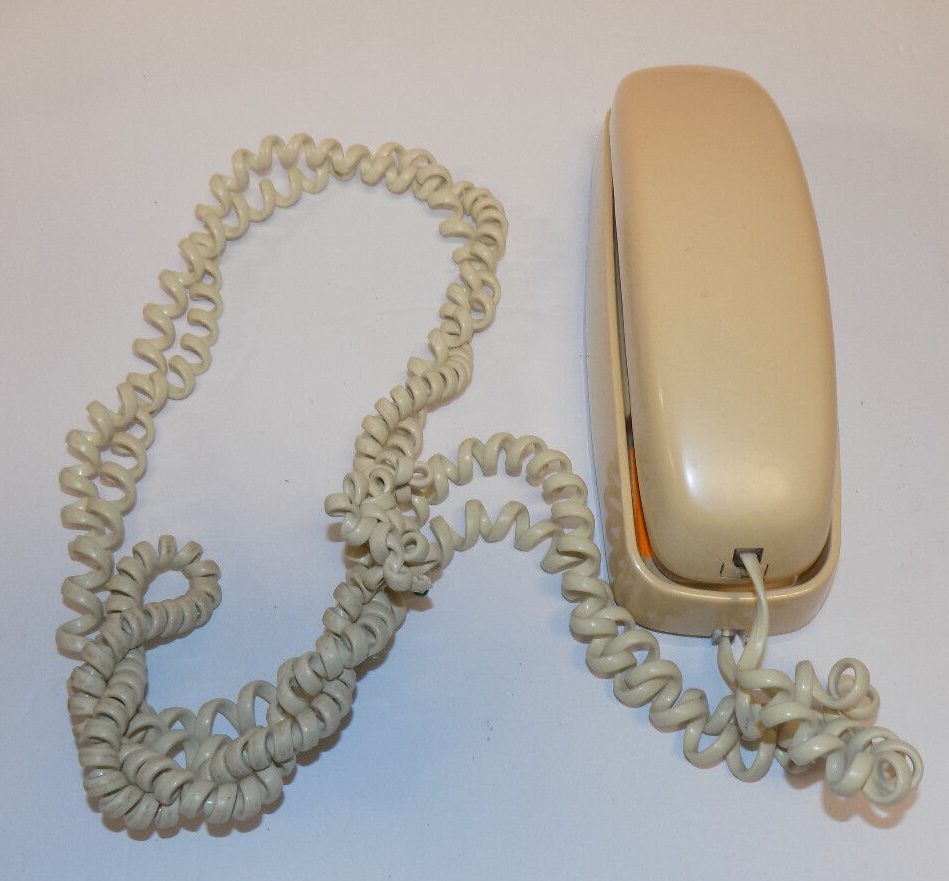 AT&T Trimline Push Button Phone 1980's Beige Wall Or Table Top