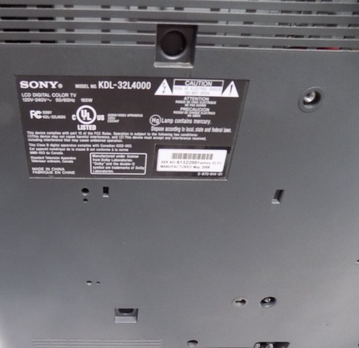 Sony Bravia KDL-32L4000 32” LCD HD Digital TV with Remote Control