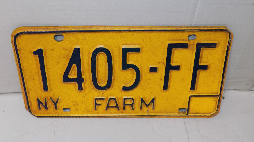 Vintage Steel Farm License Plate New York "1405-FF"