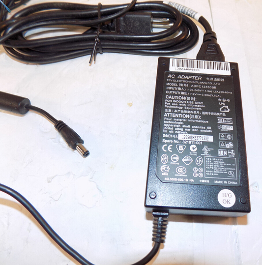 TPV Electronics  Model-ADPC1236 12V AC Adapter 110-240V 1.5A 50-60Hz 12V 3.5A