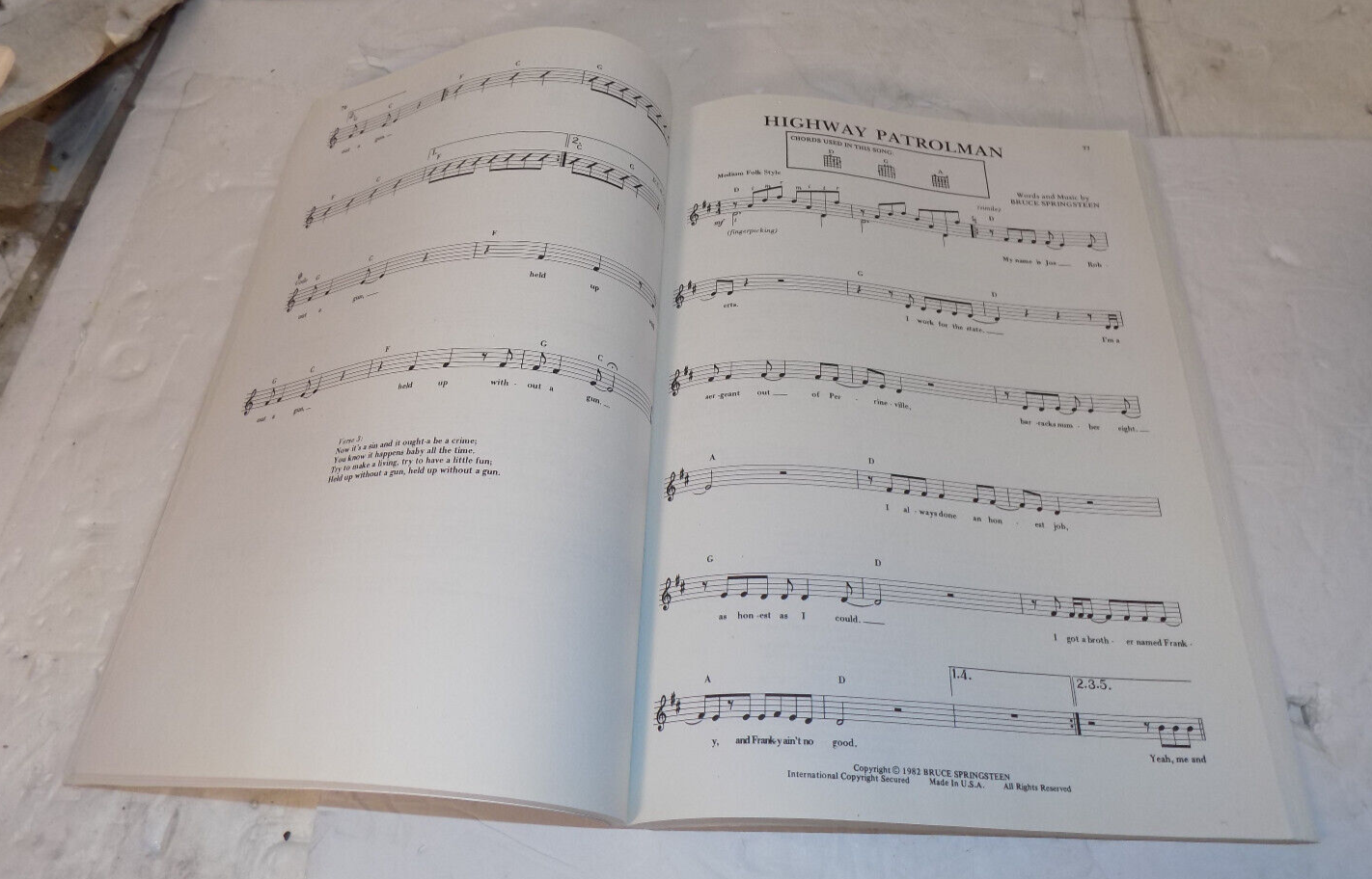 Bruce Springsteen Complete Songbook Guitar 1986
