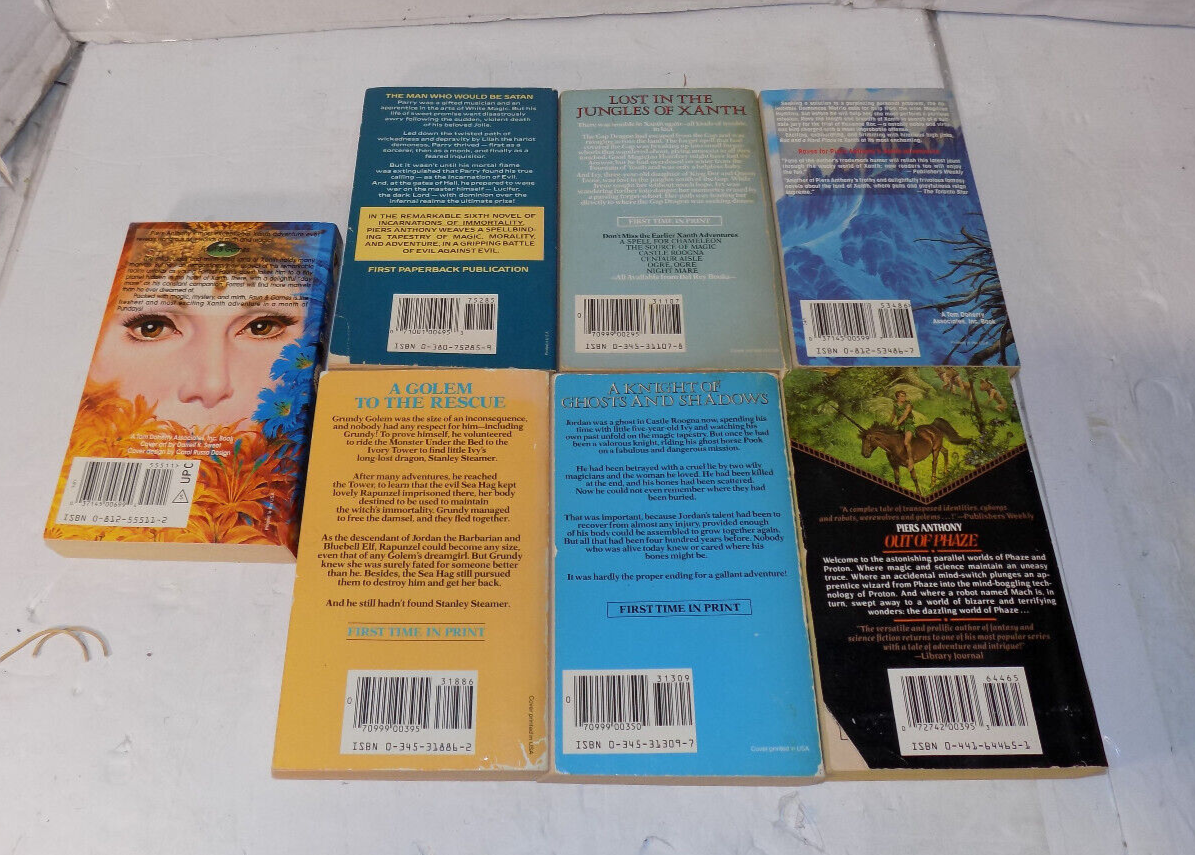 Lot of 7 Piers Anthony Assorted Paperback Novels Mystery Fantasy