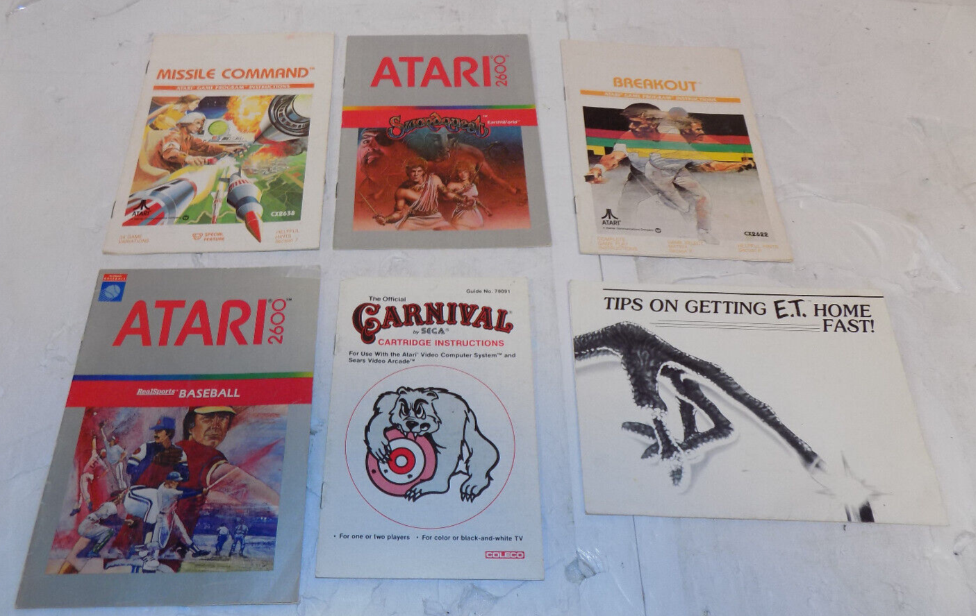 Lot of 6 Vintage 1980's Atari Video Game Instruction Booklets