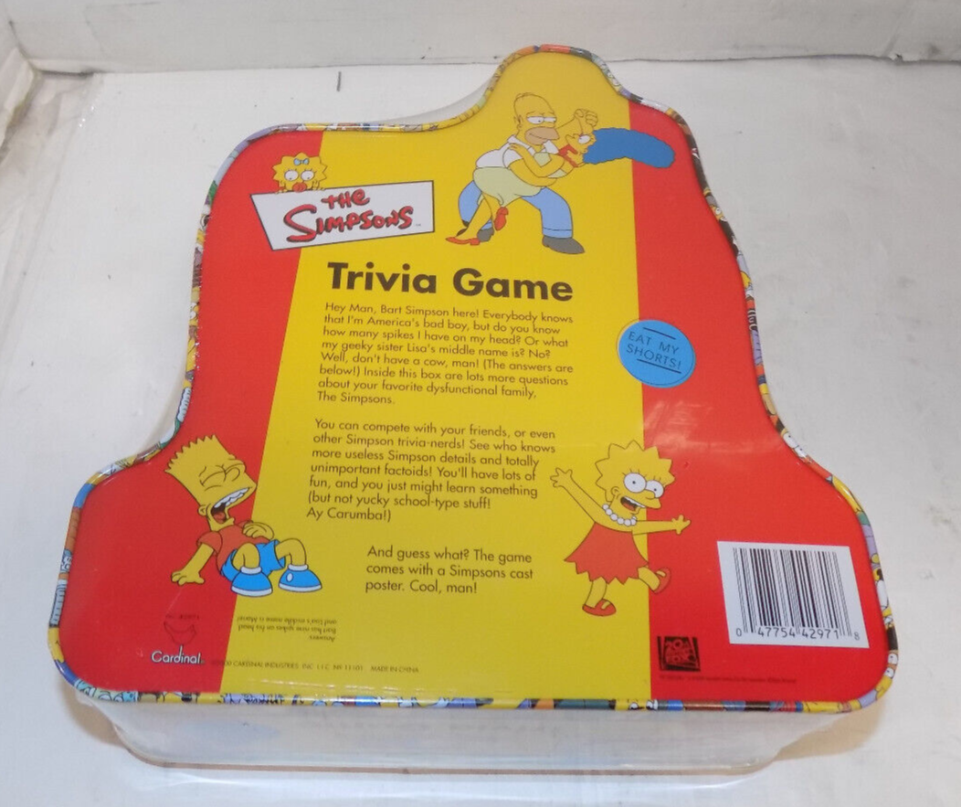 The Simpsons Trivia Game Collectors Tin with Cast Poster 2001 Bart Simpson Homer
