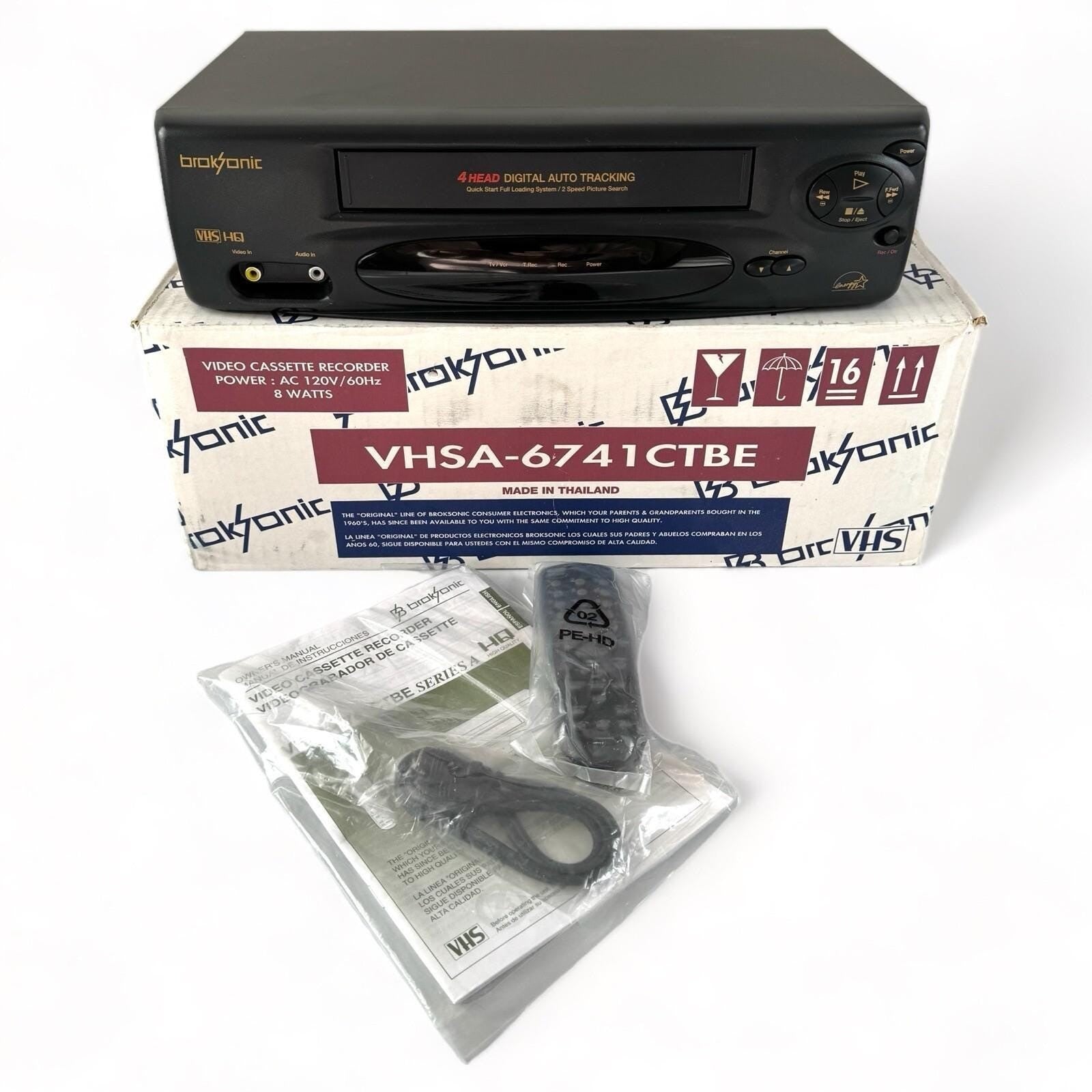 New in Box Broksonic Vhsa6741 Mono VHS VCR with HDMI Adapter