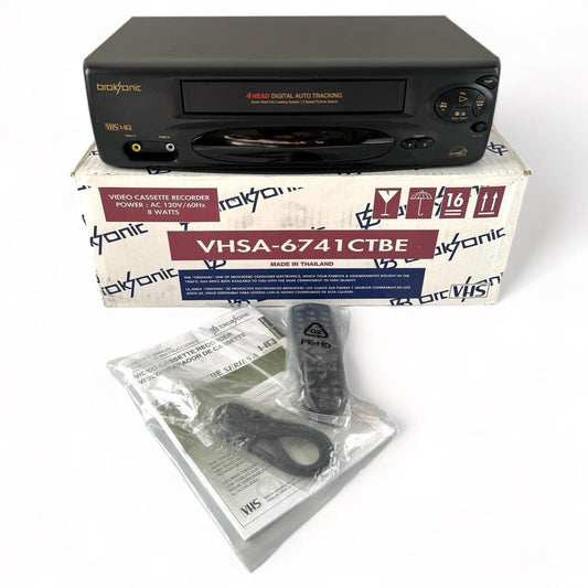 New in Box Broksonic Vhsa6741 Mono VHS VCR with HDMI Adapter