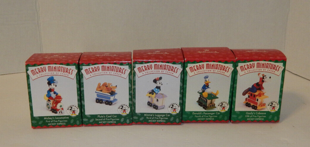 Disney Mickey Mouse Chrstmas Express Miniatures Hallmark 1998 Figurines Complete