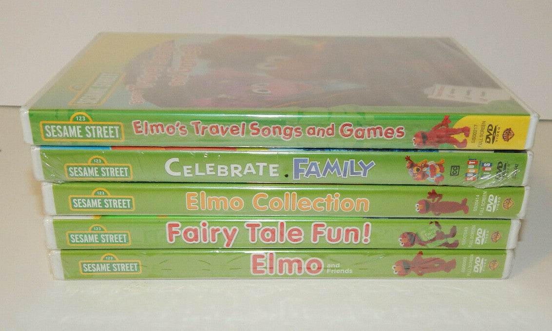 Lot of 5 Sesame Street Elmo DVDs Elmo Monster Songs Stories and More NEW