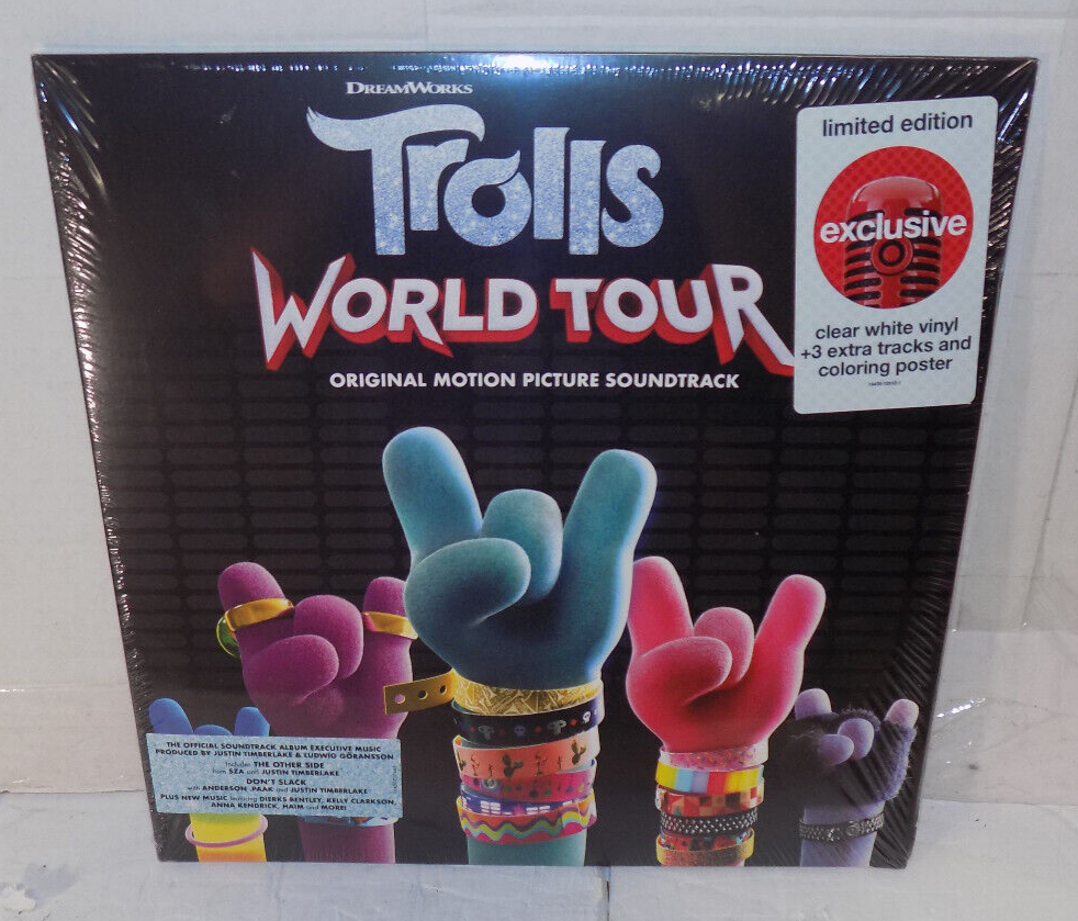 Trolls World Tour Soundtrack Exclusive Clear White Vinyl LP W/ Poster New Sealed