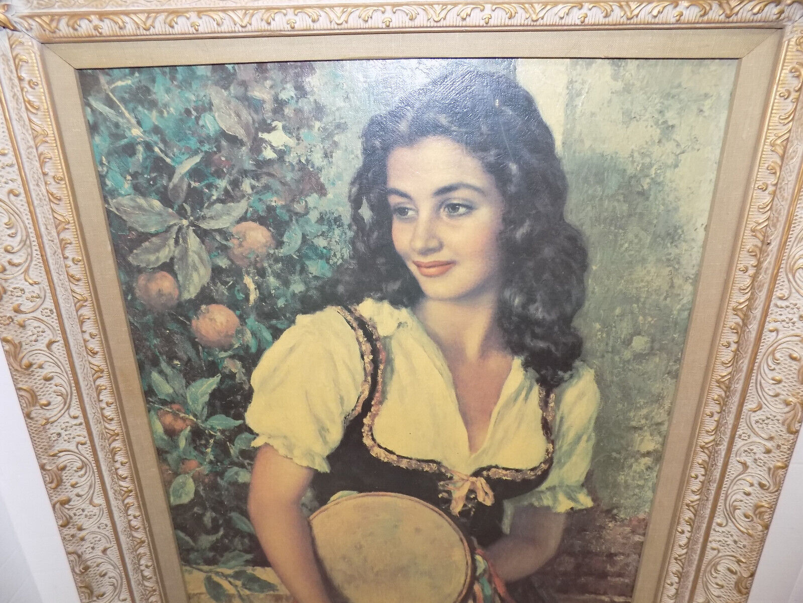 Luigi Amato Tambourine Dancer Print on Canvas Framed 24" x 30"