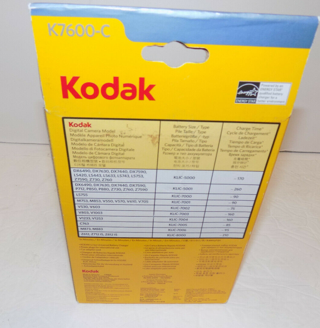KODAK Li-Ion Universal Battery Charger Kit K7600-C  Battery Charger New