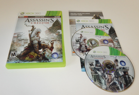 XBOX 360 Assasin's Creed III 2 Disc Video Game NTSC GameStop Edition