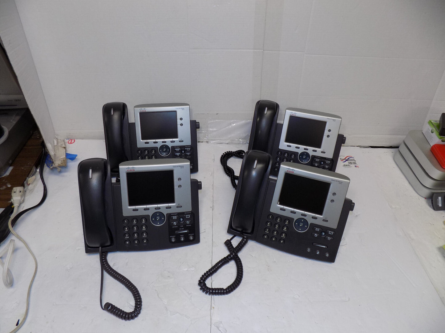 Lot of 4 Cisco Unified IP Phones With Stands & Handsets CP-7945G