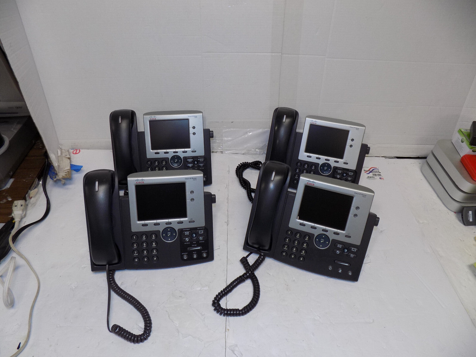 Lot of 4 Cisco Unified IP Phones With Stands & Handsets CP-7945G