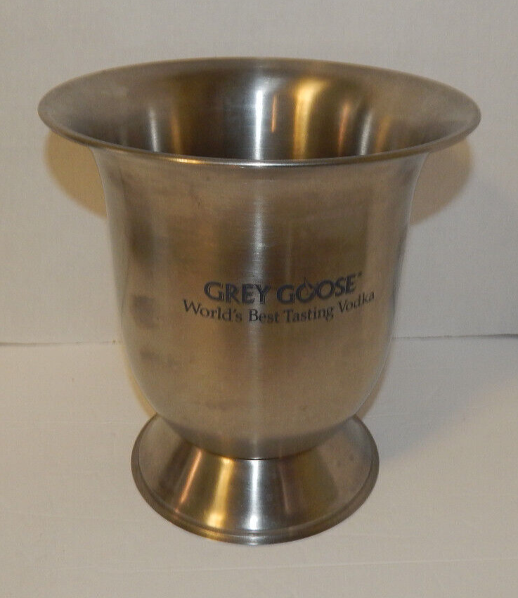 Grey Goose Vodka Stainless Steel Bottle Ice Bucket Bowl Silver 9 Inch