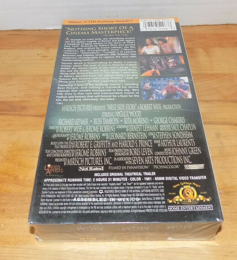 West Side Story VHS Tape Natalie Wood MGM Musicals New Sealed