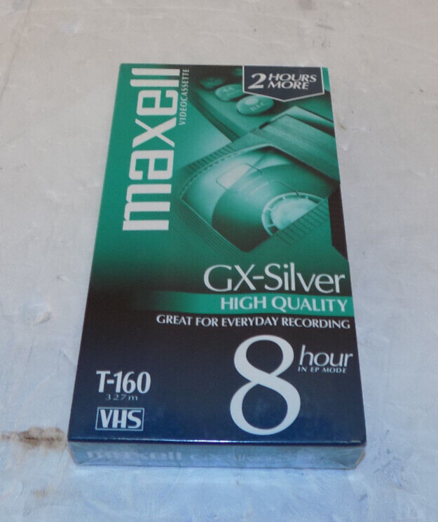 Maxell VHS Cassette Tape GX-Silver High Quality T-160 8 Hour New Sealed