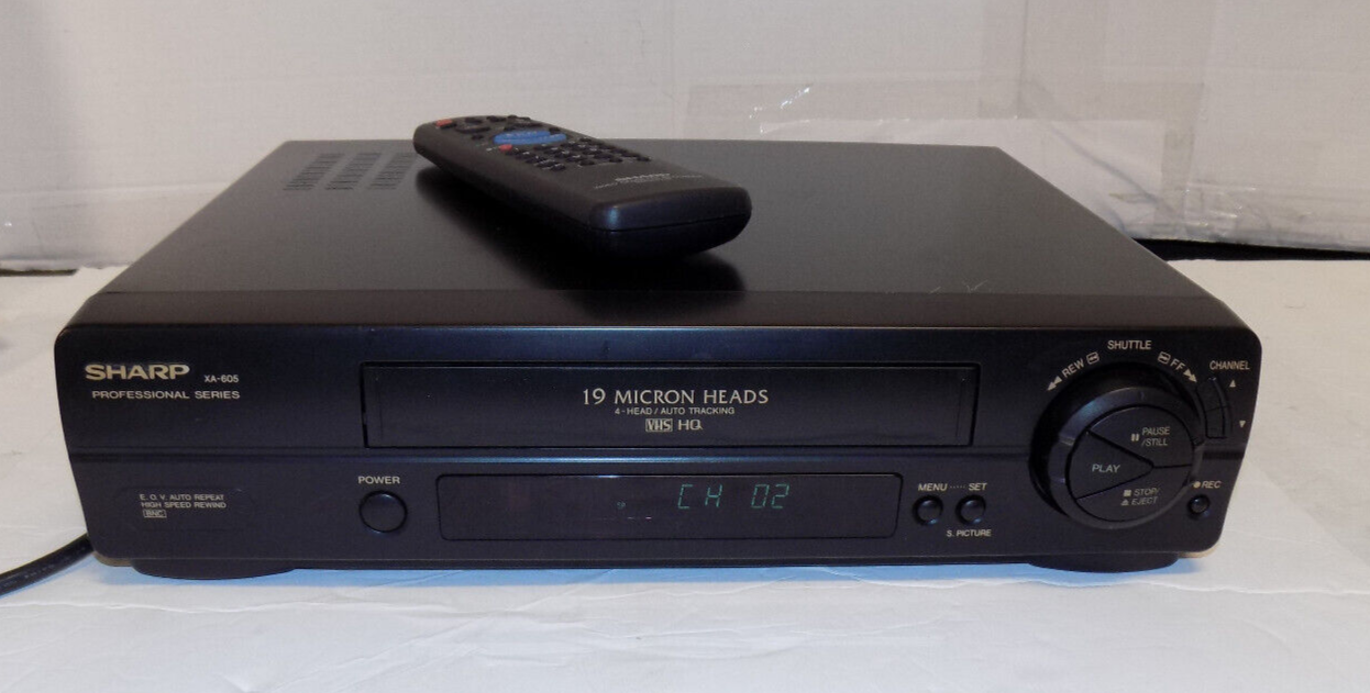 Sharp XA-605 Professional Series VCR VHS Tape Player w/ Remote Works Please Read